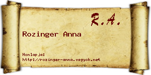 Rozinger Anna névjegykártya